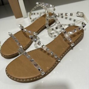 Studded Silver Sandals